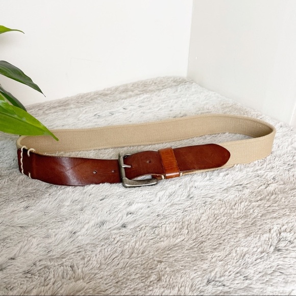 Leather and Fabric Belt tan and brown M/L 34 - Picture 3 of 8